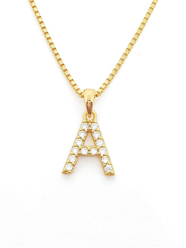 Pingente Cravejado Letra A (10X9CM) Banhado A Ouro 18k PIN049