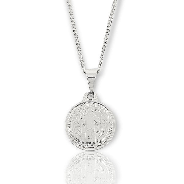 Pingente Medalha São Bento (15,5X15,5mm) Banhado A Ouro Branco PIN023