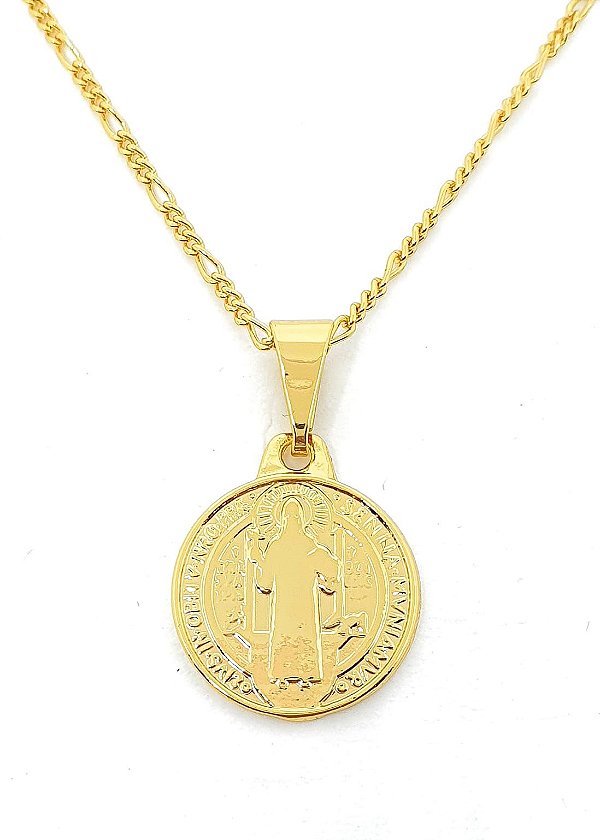 Pingente Medalha São Bento (15,5X15,5mm) Banhado A Ouro 18k PIN024