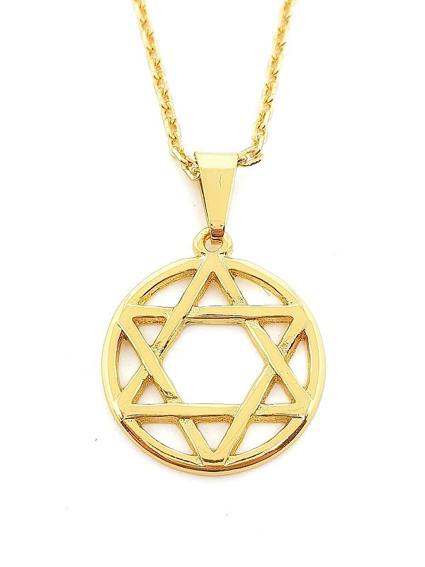 Pingente Estrela de Davi Redondo (20X20mm) Banhado A Ouro 18k PIN053