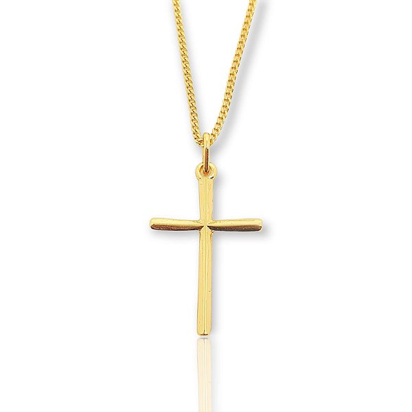 Pingente Cruz Palito Lisa (19x29mm) Banhada A Ouro 18k PIN012