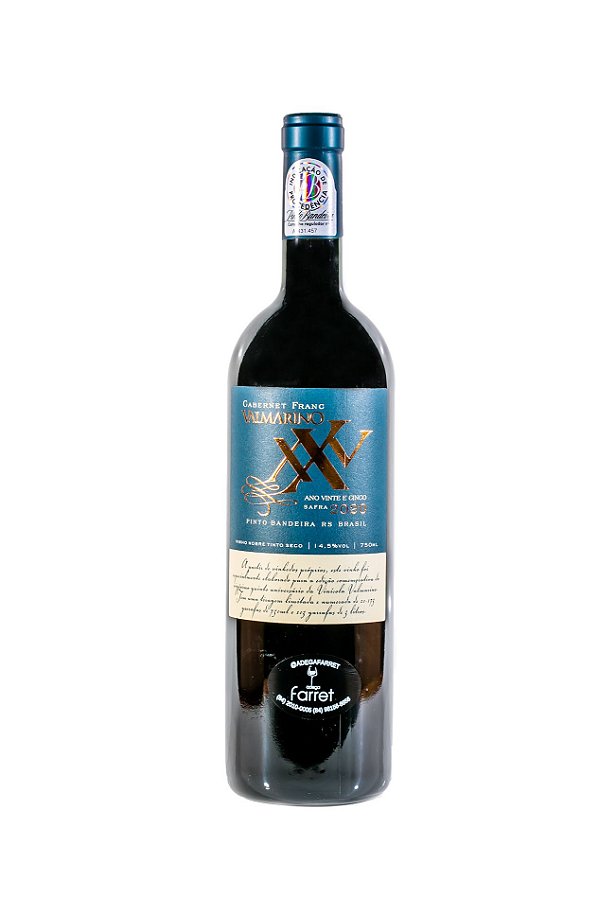 Vinho Tinto Valmarino Cabernet Franc XXV 2020 750mL