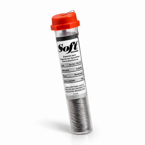 Solda em fio 63 X 37 Fio 0,5 mm c/ resina – tubete com 11g