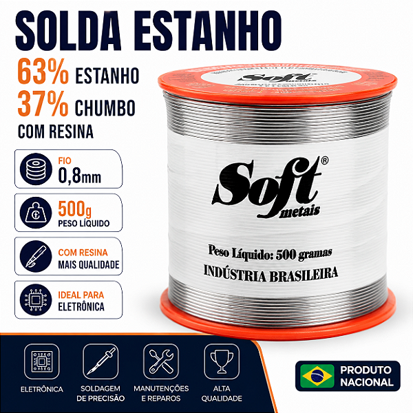 Carretel de estanho solda da SOFT fio 0,8mm 63X37