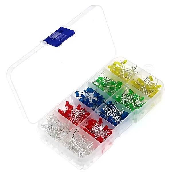 Kit de leds 3mm e 5mm - 300 unidades + box organizador