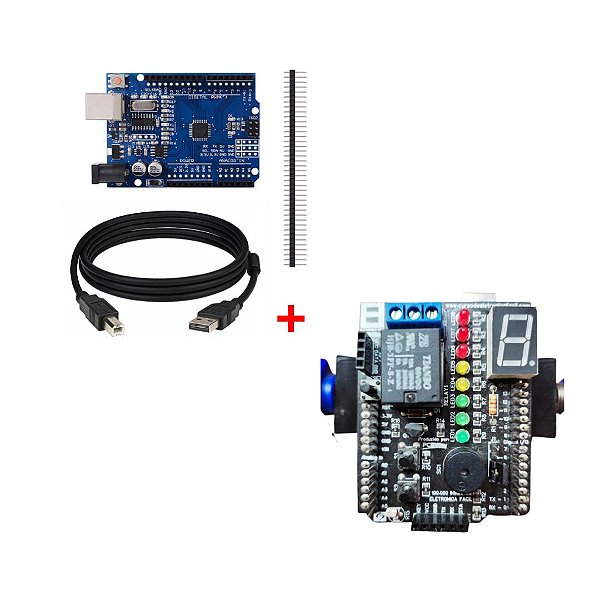 Kit Eletrônica Digital - Shield D.I.Y + Arduino UNO