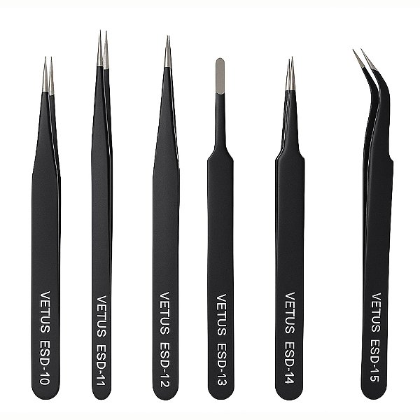 Kit pinças antiestática ESD com 6 itens ESD-10 ao ESD-15