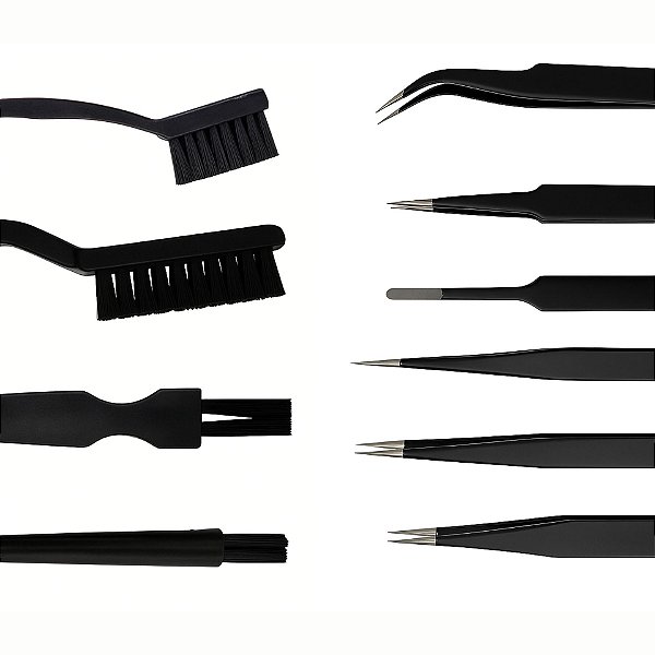 Kit Antiestático com 10 itens - Escovas e pinças ESD