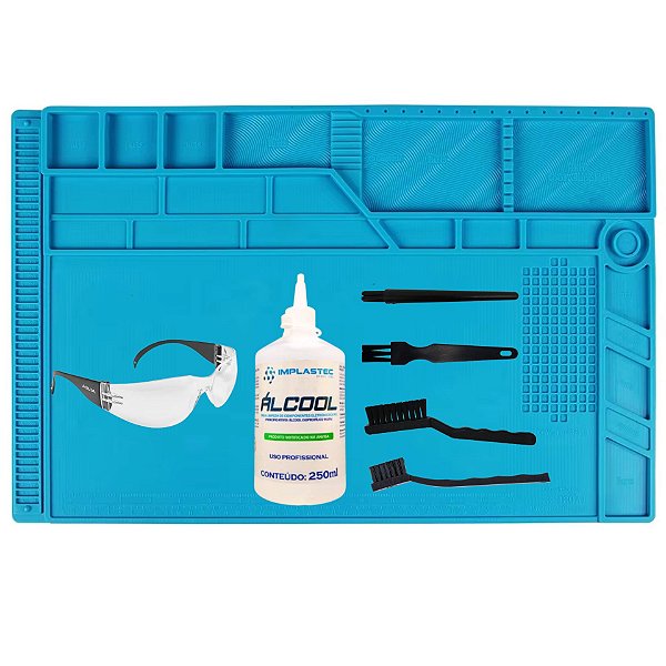Kit Limpeza Antiestática 4.0 (4 escovas + Manta G + alcool 250ml + Ôculos)