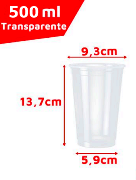 COPO PP TRANSP. 500ML (MILK SHAKE) - (C/ 200)