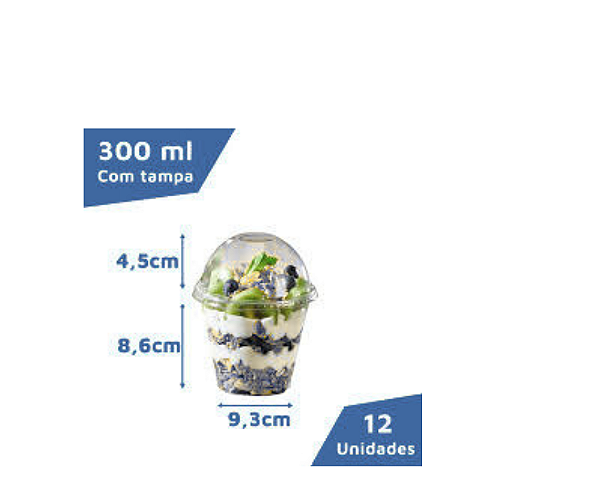 COPO BOLHA 300ML C TAMPA (12 UNID)