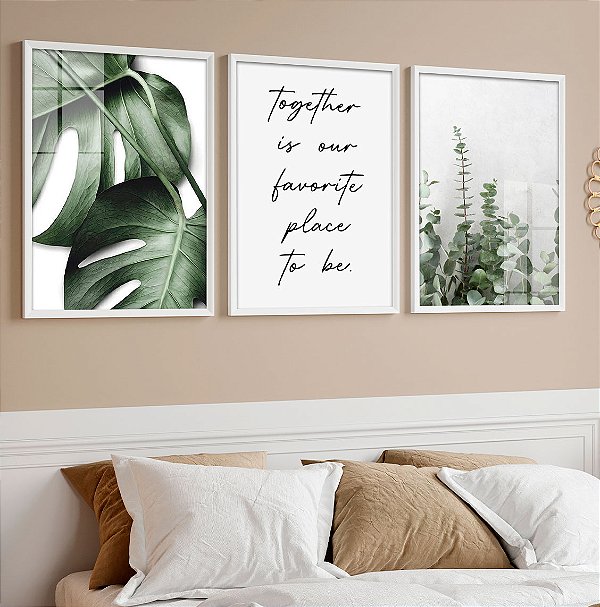 Kit 3 Quadros Com Moldura Botanico Together