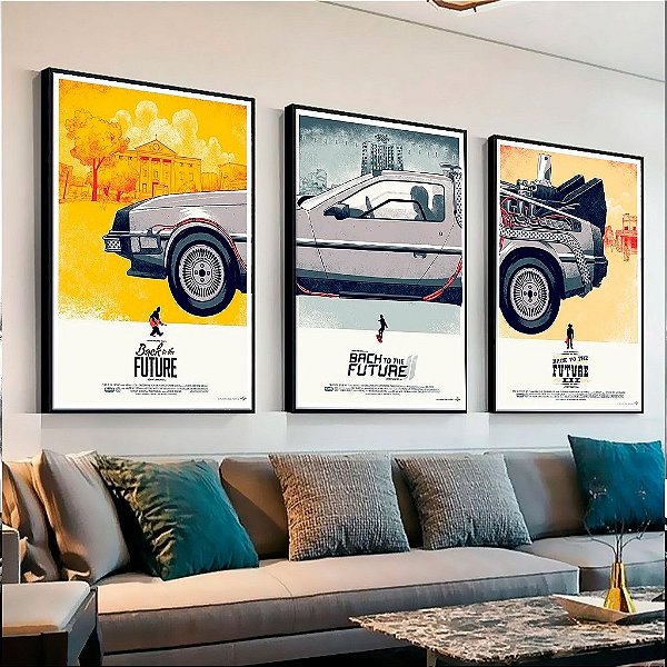 Kit 3 Quadros Decorativos Com Moldura Back To The Future