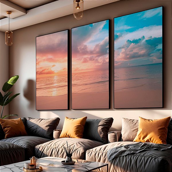 Composição 3 Quadros Arte Lindo Horizonte