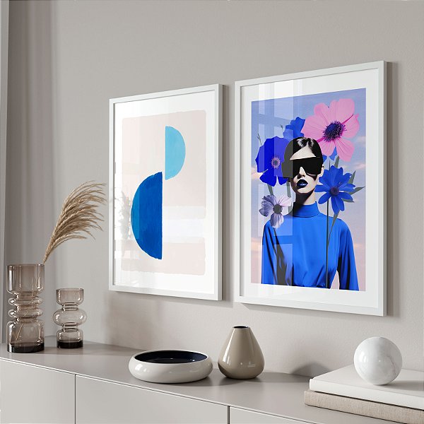 Kit 2 Quadros Decorativos Com Moldura Arte Mulher Moderna Colagem