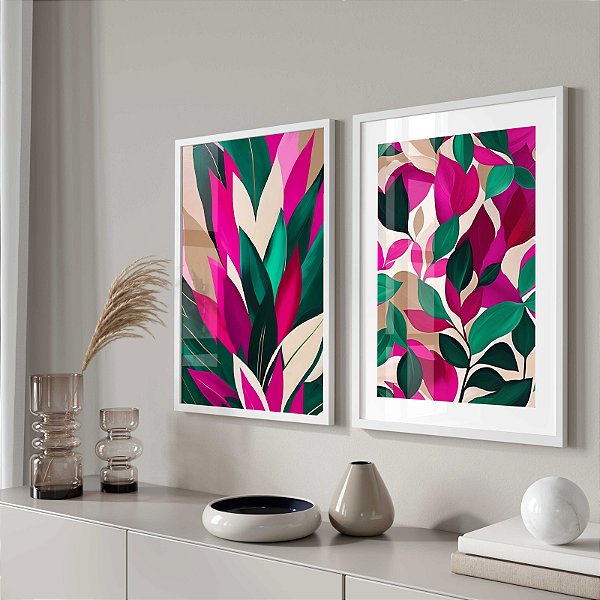 Kit 2 Quadros Decorativos Com Moldura coleção Botânico Natureza
