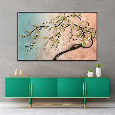 Quadro Decorativo Com Moldura Flor De Cerejeira