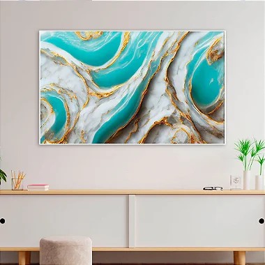 Quadro Decorativo Com Moldura Mármore Azul Abstrato