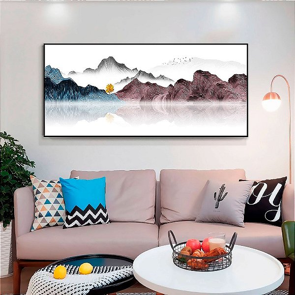 Quadro Decorativo Com Moldura Montanha Moderno