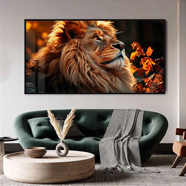 Quadro Decorativo Leão Ao Por do Sol