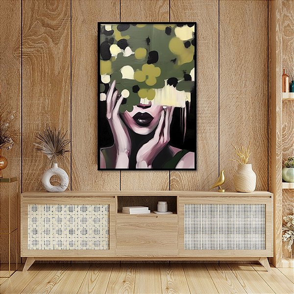 Quadro Decorativo Abstrato Cabelo Floral