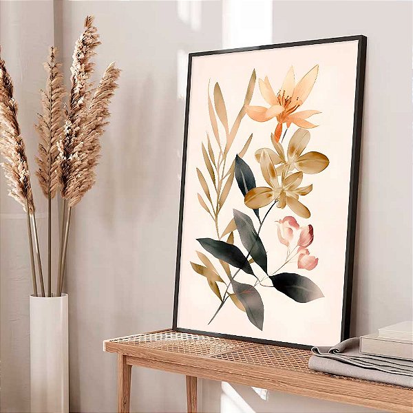 Quadro Decorativo Flor Aquarela Minimalista
