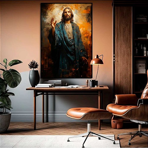 Quadro Decorativo Religioso Jesus Aquarelado