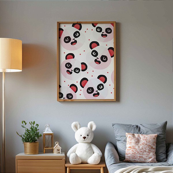 Quadro Decorativo Infantil Panda Carinhas