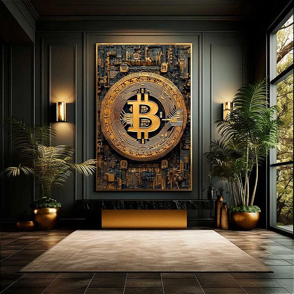 Quadro Decorativo Moeda Digital Bitcoin