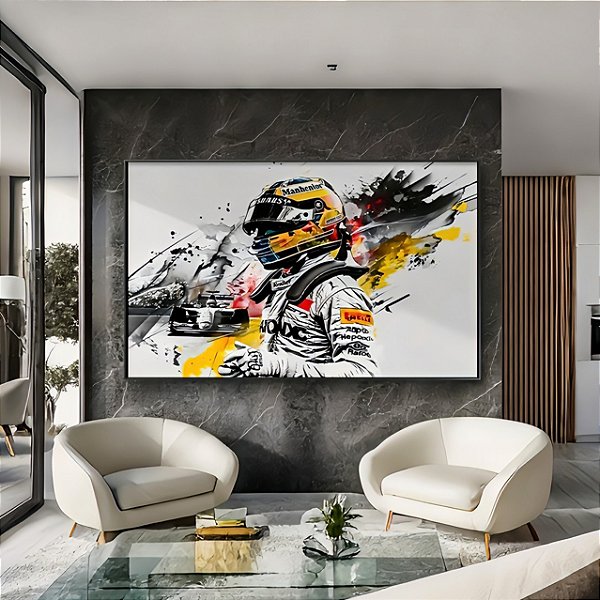 Quadro Decorativo Senna Colagem Fundo Claro Formula 1
