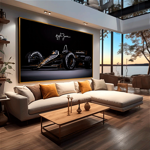 Quadro Decorativo Preto E Dourado Sofisticado Formula 1