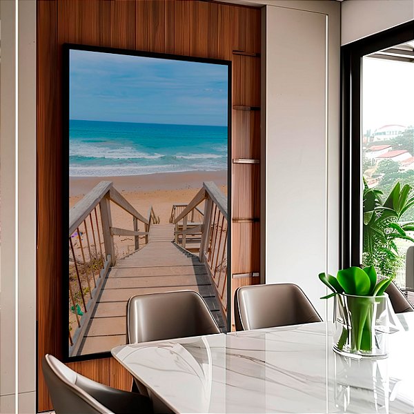 Quadro Com Moldura Arte Escada Para o Mar
