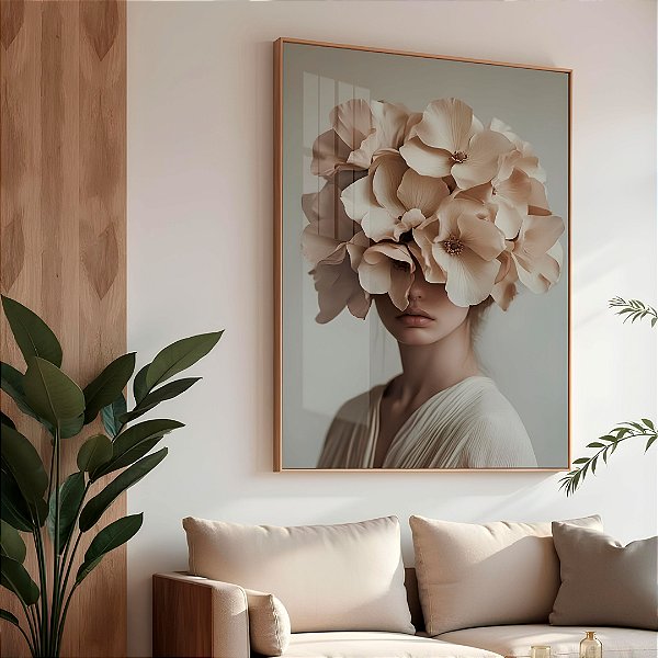 Quadro Com Moldura Arte Colagem Garota Das Flores