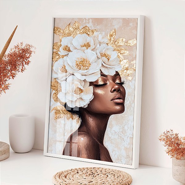 Quadros Com Moldura Mulher Floral Serenidade