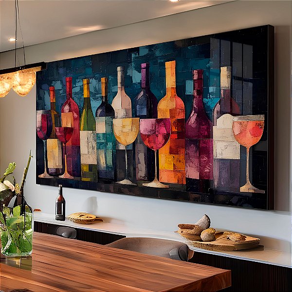 Quadro Com Moldura Arte Vinhos e Taças