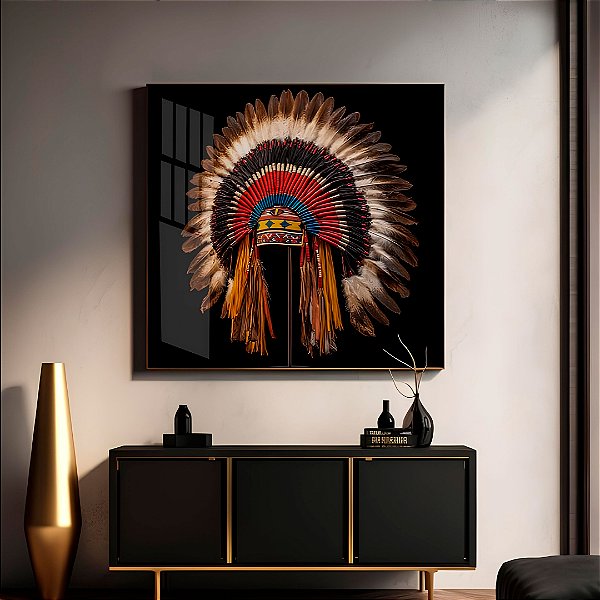 Quadro Com Moldura Arte Cocar Indígena