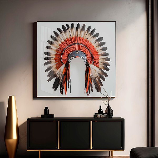 Quadro Com Moldura Arte Cocar Indígena 3