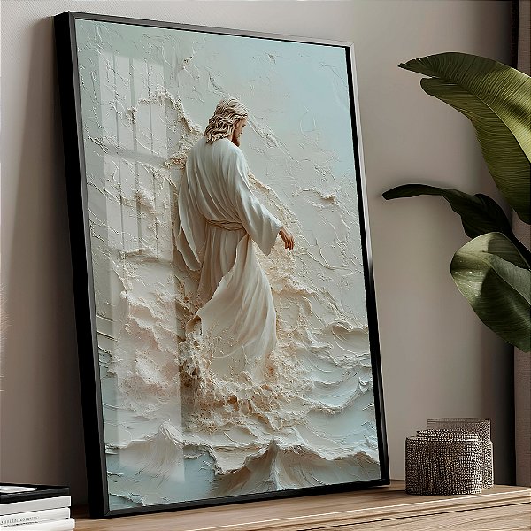 Quadro Com Moldura Arte Gesso Jesus Plenitude