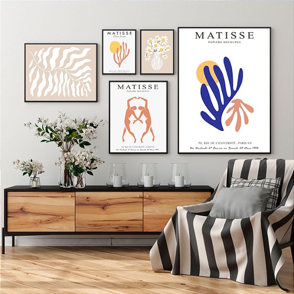 Kit 5 Quadros Com Moldura Arte Pôsteres Matisse
