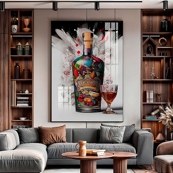 Quadro Decorativo Com Moldura Arte whisky Grafite