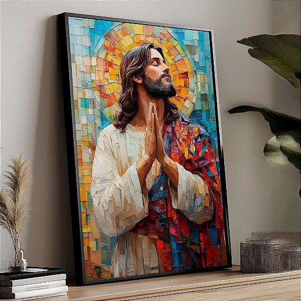 Quadro Decorativo Com Moldura Jesus Color Intercedendo