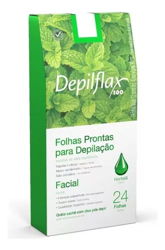 Folhas Prontas Faciais Depilflax Hortelã 24 Und