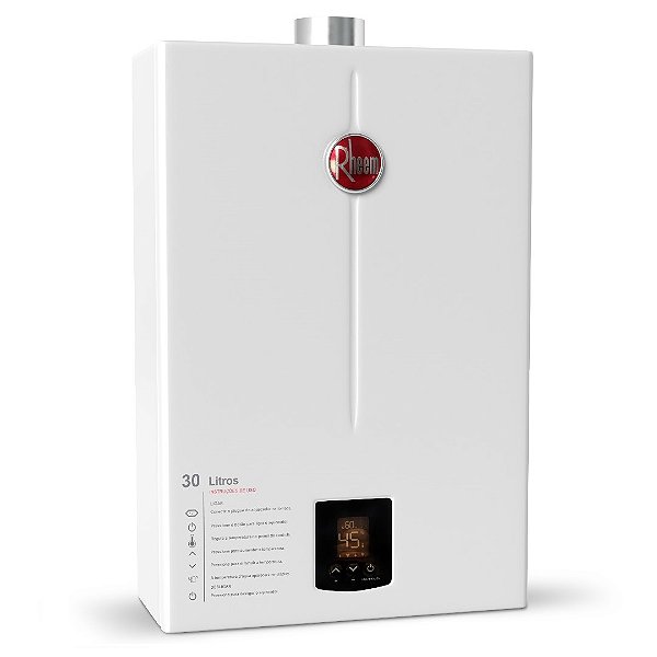 Aquecedor De Água A Gás Digital Rheem 30 Litros Bivolt Branco