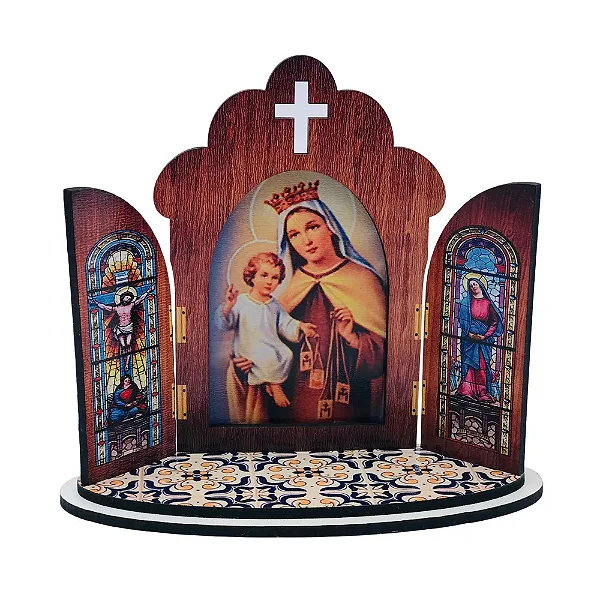 Capela Portuguesa Nossa Senhora do Carmo em MDF 15x20cm - Elegância e Fé