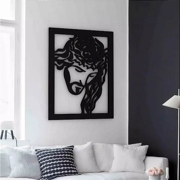 Quadro Vazado de Jesus em MDF 19x27cm - Elegância e Espiritualidade