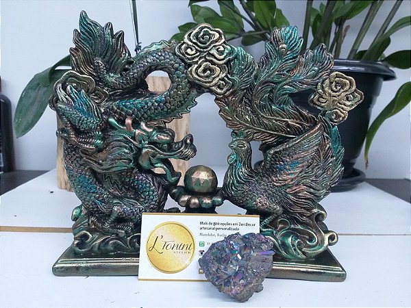 Fênix e Dragão 20cm | Tons de Verde