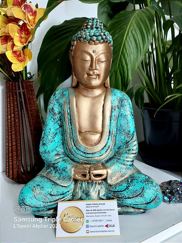 Buda 30cm Samadhi Mudra | Verde Esmeralda
