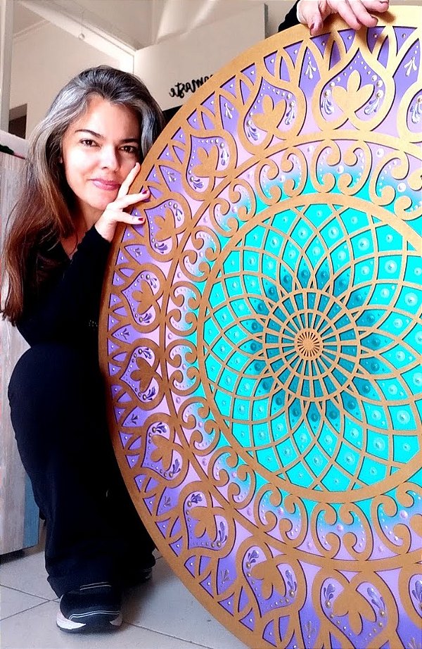 Mandala Duo Torus Turquesa Lilás (do 25cm ao 90cm)
