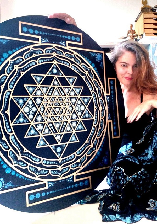 Mandala Duo Sri Yantra | Azul (do 25cm ao 90cm)