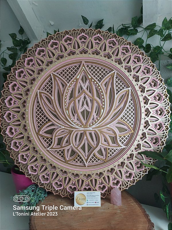 Mandala 3D 8C Flor de Lótus | Rose Gold (do 25cm ao 90cm)
